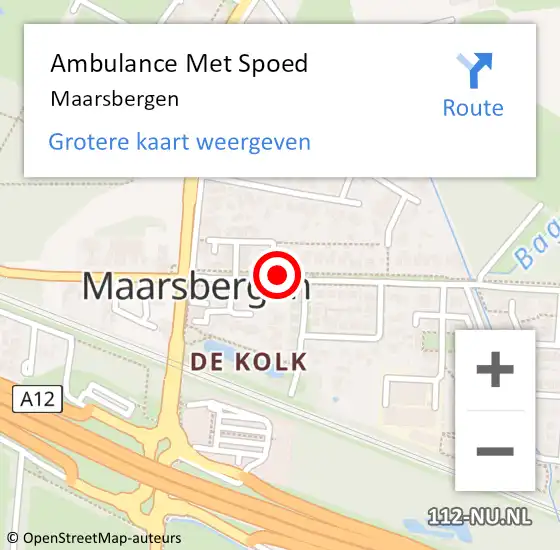 Locatie op kaart van de 112 melding: Ambulance Met Spoed Naar Maarsbergen op 11 januari 2024 12:54