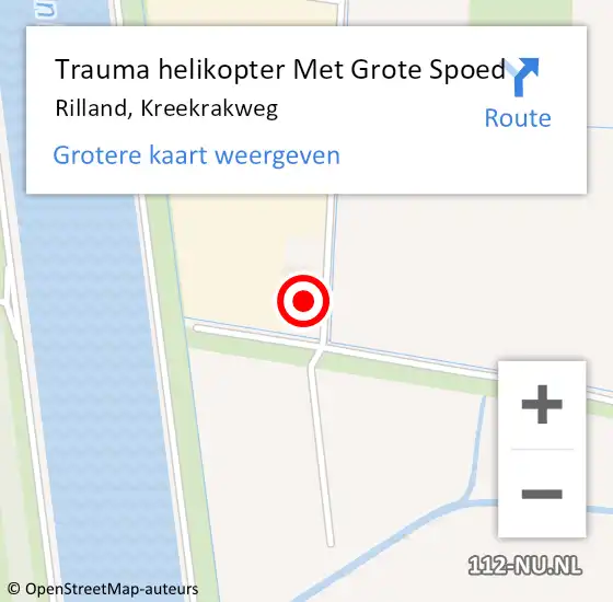Locatie op kaart van de 112 melding: Trauma helikopter Met Grote Spoed Naar Rilland, Kreekrakweg op 11 januari 2024 13:19