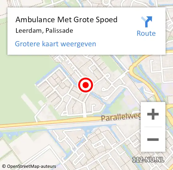 Locatie op kaart van de 112 melding: Ambulance Met Grote Spoed Naar Leerdam, Palissade op 11 januari 2024 13:26