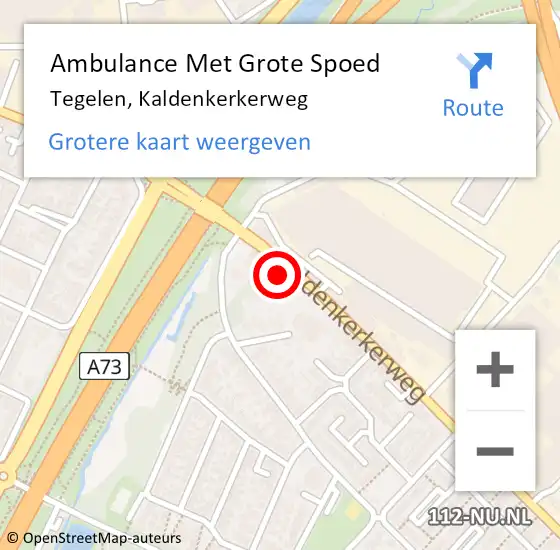Locatie op kaart van de 112 melding: Ambulance Met Grote Spoed Naar Tegelen, Kaldenkerkerweg op 11 januari 2024 13:53