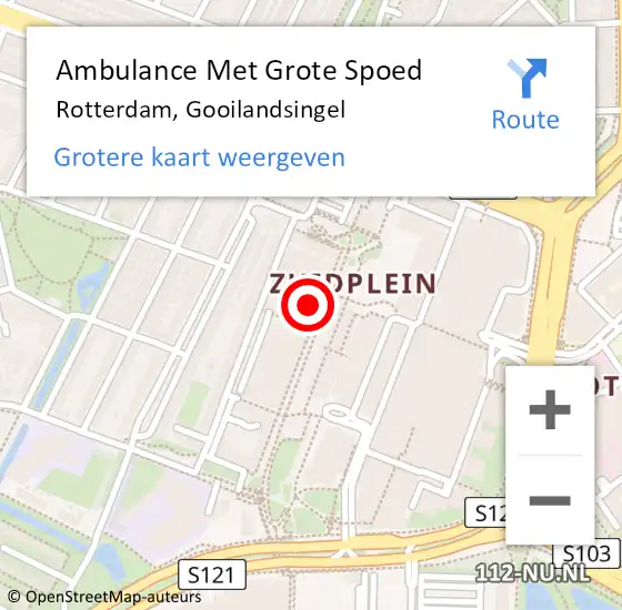 Locatie op kaart van de 112 melding: Ambulance Met Grote Spoed Naar Rotterdam, Gooilandsingel op 11 januari 2024 13:57