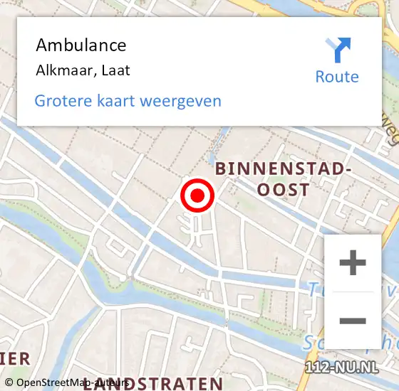 Locatie op kaart van de 112 melding: Ambulance Alkmaar, Laat op 11 januari 2024 14:36