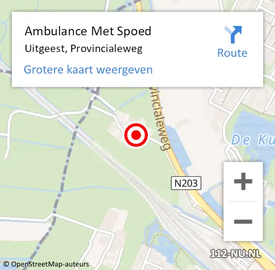Locatie op kaart van de 112 melding: Ambulance Met Spoed Naar Uitgeest, Provincialeweg op 11 januari 2024 15:00
