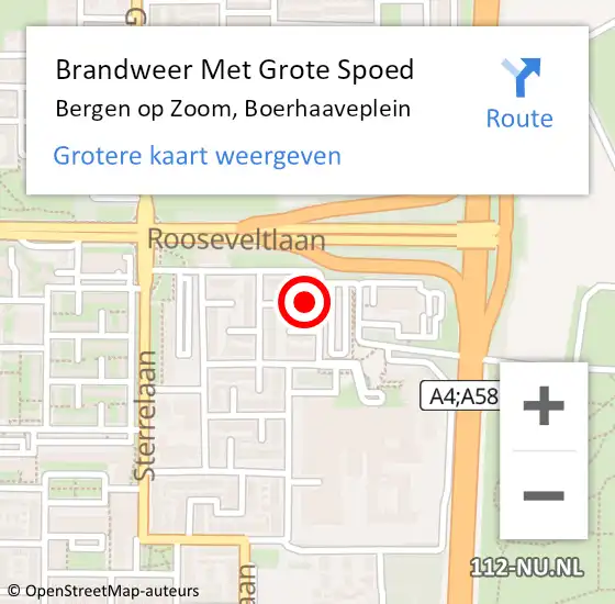 Locatie op kaart van de 112 melding: Brandweer Met Grote Spoed Naar Bergen op Zoom, Boerhaaveplein op 11 januari 2024 15:19