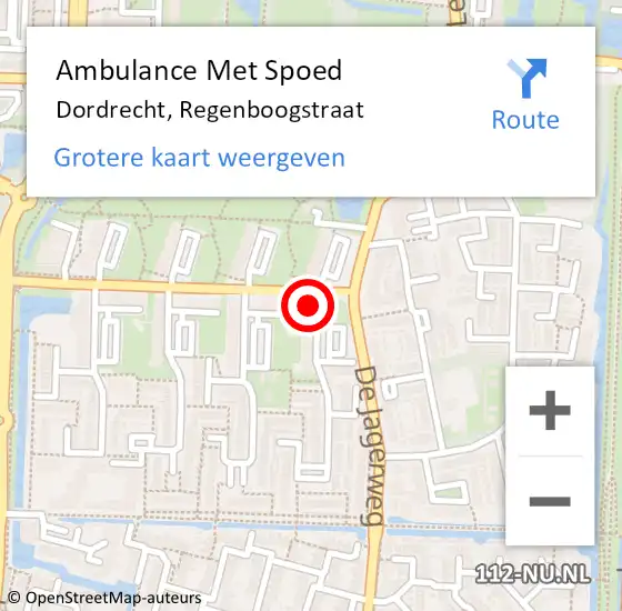 Locatie op kaart van de 112 melding: Ambulance Met Spoed Naar Dordrecht, Regenboogstraat op 11 januari 2024 15:39