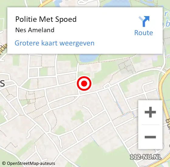 Locatie op kaart van de 112 melding: Politie Met Spoed Naar Nes Ameland op 11 januari 2024 16:37