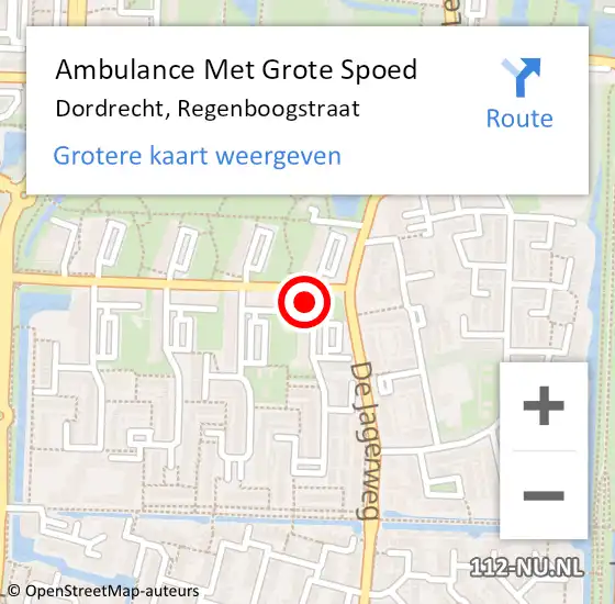 Locatie op kaart van de 112 melding: Ambulance Met Grote Spoed Naar Dordrecht, Regenboogstraat op 11 januari 2024 16:54