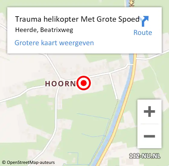 Locatie op kaart van de 112 melding: Trauma helikopter Met Grote Spoed Naar Heerde, Beatrixweg op 11 januari 2024 17:13