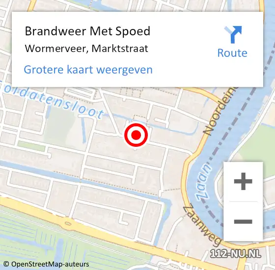 Locatie op kaart van de 112 melding: Brandweer Met Spoed Naar Wormerveer, Marktstraat op 11 januari 2024 17:14