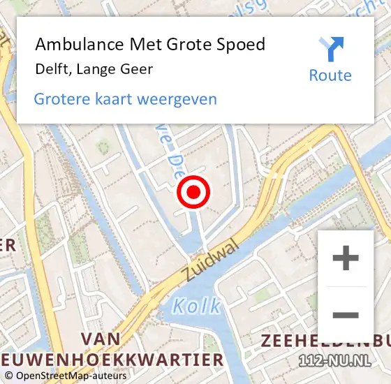 Locatie op kaart van de 112 melding: Ambulance Met Grote Spoed Naar Delft, Lange Geer op 11 januari 2024 17:31