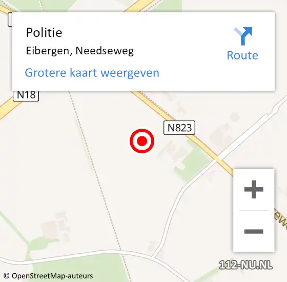 Locatie op kaart van de 112 melding: Politie Eibergen, Needseweg op 11 januari 2024 17:46