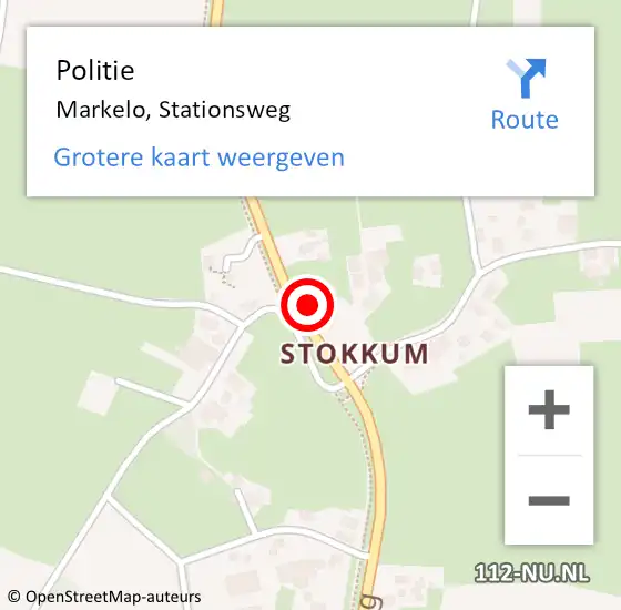 Locatie op kaart van de 112 melding: Politie Markelo, Stationsweg op 11 januari 2024 17:53