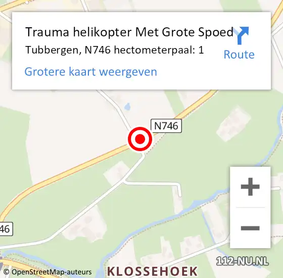 Locatie op kaart van de 112 melding: Trauma helikopter Met Grote Spoed Naar Tubbergen, N746 hectometerpaal: 1 op 11 januari 2024 18:05