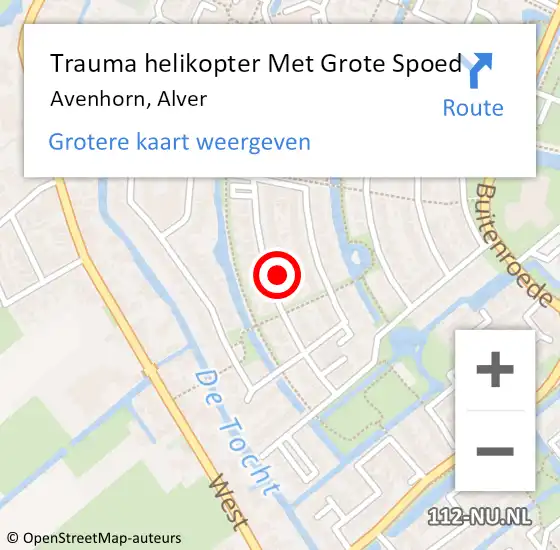 Locatie op kaart van de 112 melding: Trauma helikopter Met Grote Spoed Naar Avenhorn, Alver op 11 januari 2024 18:11