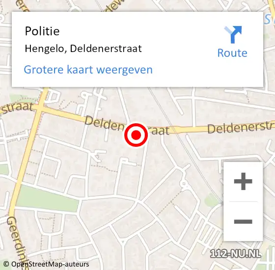 Locatie op kaart van de 112 melding: Politie Hengelo, Deldenerstraat op 11 januari 2024 18:22