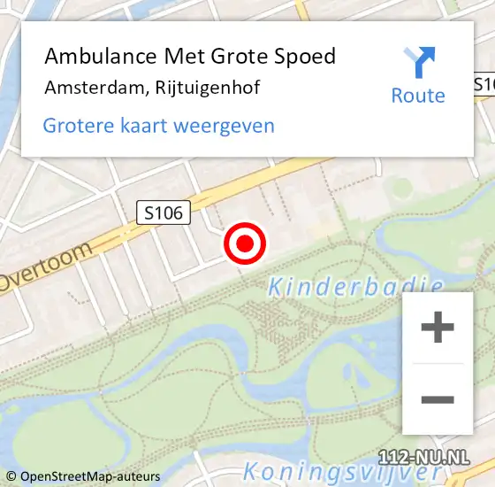 Locatie op kaart van de 112 melding: Ambulance Met Grote Spoed Naar Amsterdam, Rijtuigenhof op 11 januari 2024 18:53