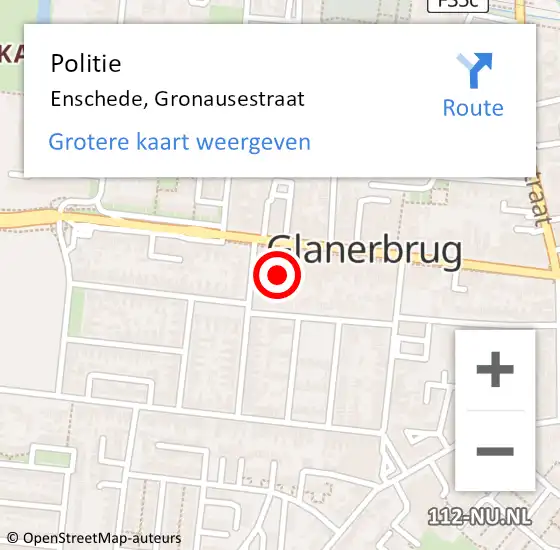 Locatie op kaart van de 112 melding: Politie Enschede, Gronausestraat op 11 januari 2024 18:55