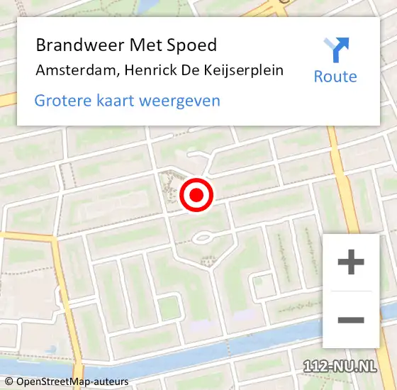 Locatie op kaart van de 112 melding: Brandweer Met Spoed Naar Amsterdam, Henrick De Keijserplein op 21 september 2014 20:57