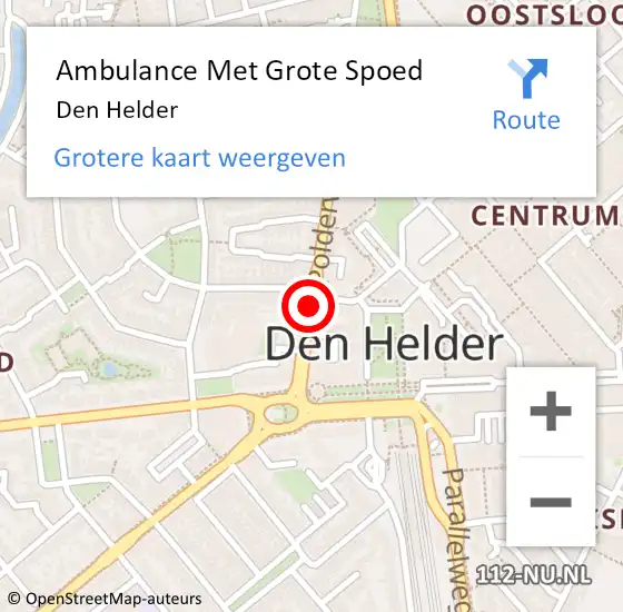 Locatie op kaart van de 112 melding: Ambulance Met Grote Spoed Naar Den Helder op 21 september 2014 21:05