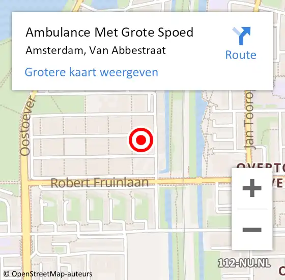 Locatie op kaart van de 112 melding: Ambulance Met Grote Spoed Naar Amsterdam, Van Abbestraat op 11 januari 2024 20:10