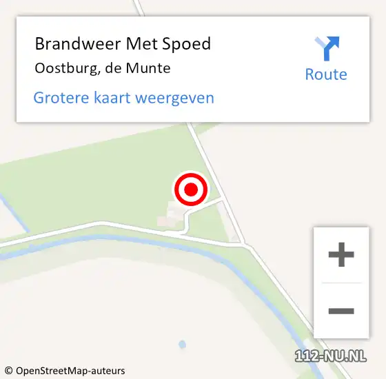 Locatie op kaart van de 112 melding: Brandweer Met Spoed Naar Oostburg, de Munte op 11 januari 2024 21:38