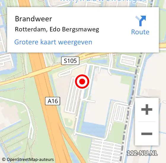 Locatie op kaart van de 112 melding: Brandweer Rotterdam, Edo Bergsmaweg op 11 januari 2024 21:57