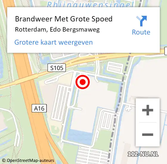 Locatie op kaart van de 112 melding: Brandweer Met Grote Spoed Naar Rotterdam, Edo Bergsmaweg op 11 januari 2024 21:57
