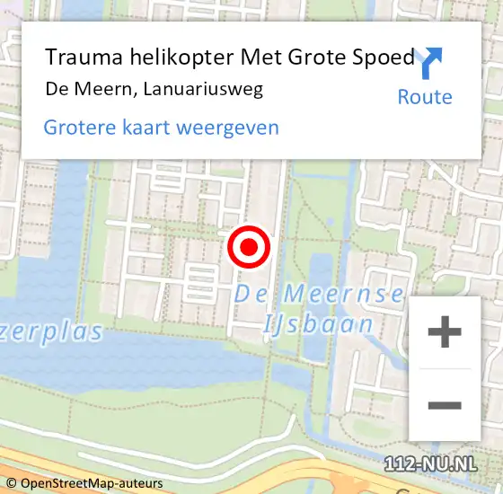 Locatie op kaart van de 112 melding: Trauma helikopter Met Grote Spoed Naar De Meern, Lanuariusweg op 12 januari 2024 00:44