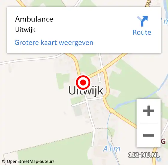 Locatie op kaart van de 112 melding: Ambulance Uitwijk op 12 januari 2024 02:33