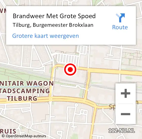 Locatie op kaart van de 112 melding: Brandweer Met Grote Spoed Naar Tilburg, Burgemeester Brokxlaan op 12 januari 2024 06:39