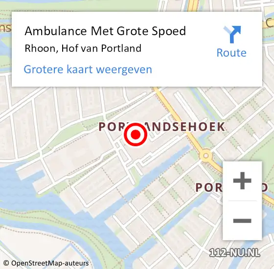 Locatie op kaart van de 112 melding: Ambulance Met Grote Spoed Naar Rhoon, Hof van Portland op 12 januari 2024 06:52