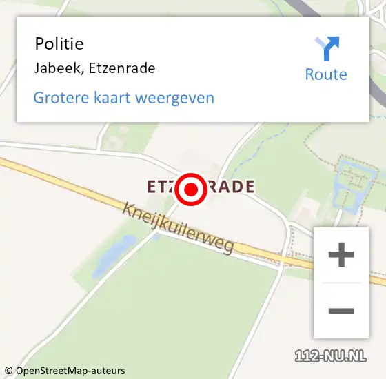Locatie op kaart van de 112 melding: Politie Jabeek, Etzenrade op 12 januari 2024 07:12