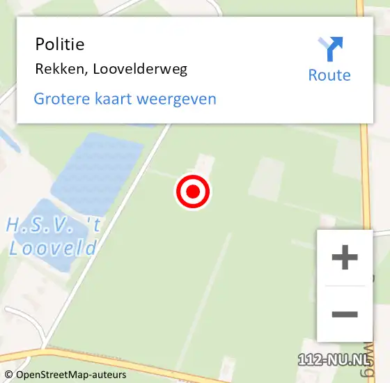 Locatie op kaart van de 112 melding: Politie Rekken, Loovelderweg op 12 januari 2024 07:18