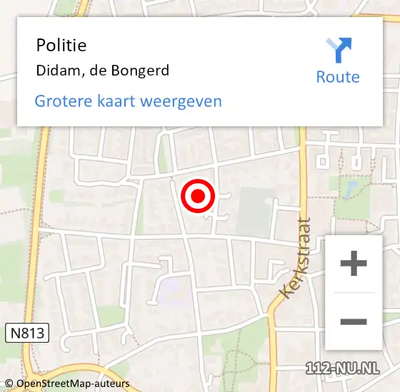 Locatie op kaart van de 112 melding: Politie Didam, de Bongerd op 12 januari 2024 08:31