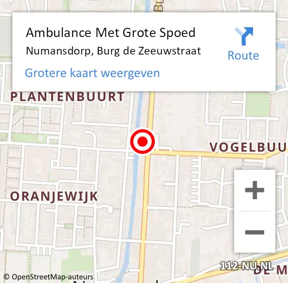 Locatie op kaart van de 112 melding: Ambulance Met Grote Spoed Naar Numansdorp, Burg de Zeeuwstraat op 12 januari 2024 08:58