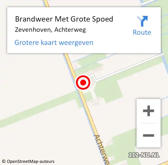 Locatie op kaart van de 112 melding: Brandweer Met Grote Spoed Naar Zevenhoven, Achterweg op 12 januari 2024 09:49