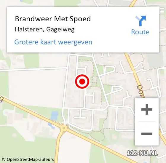 Locatie op kaart van de 112 melding: Brandweer Met Spoed Naar Halsteren, Gagelweg op 12 januari 2024 09:49