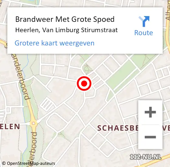 Locatie op kaart van de 112 melding: Brandweer Met Grote Spoed Naar Heerlen, Van Limburg Stirumstraat op 12 januari 2024 10:37