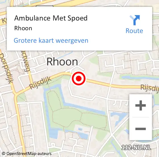 Locatie op kaart van de 112 melding: Ambulance Met Spoed Naar Rhoon op 12 januari 2024 10:50