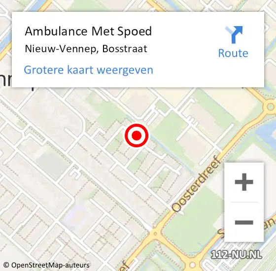 Locatie op kaart van de 112 melding: Ambulance Met Spoed Naar Nieuw-Vennep, Bosstraat op 12 januari 2024 11:01
