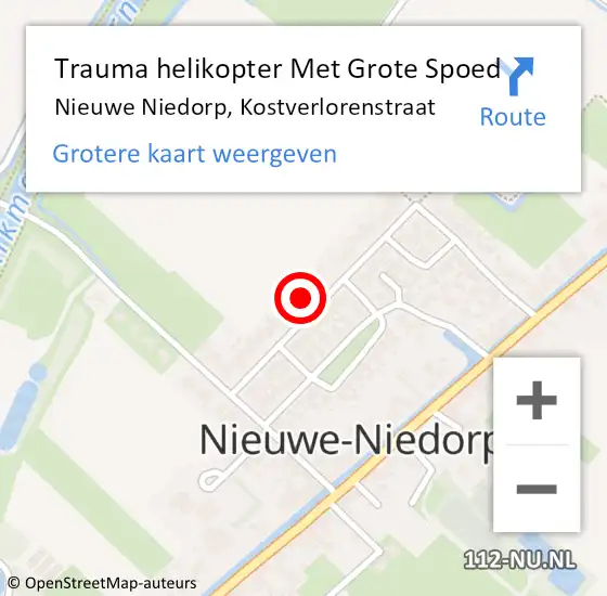 Locatie op kaart van de 112 melding: Trauma helikopter Met Grote Spoed Naar Nieuwe Niedorp, Kostverlorenstraat op 12 januari 2024 11:06