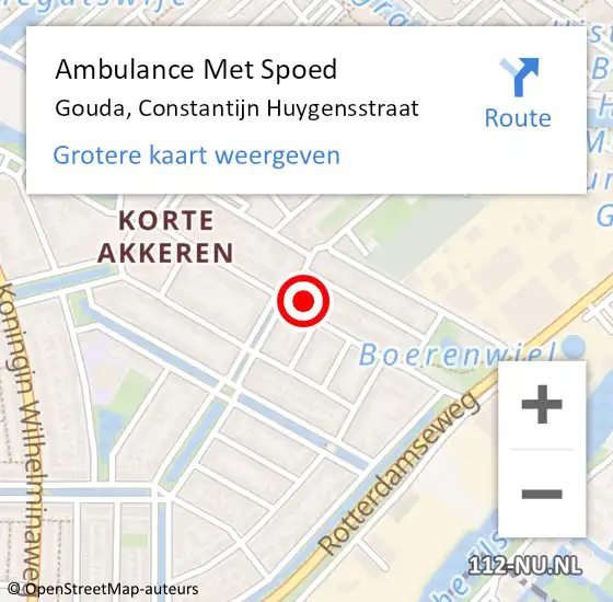 Locatie op kaart van de 112 melding: Ambulance Met Spoed Naar Gouda, Constantijn Huygensstraat op 12 januari 2024 11:35