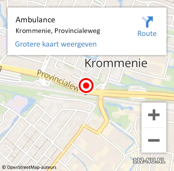 Locatie op kaart van de 112 melding: Ambulance Krommenie, Provincialeweg op 12 januari 2024 12:05