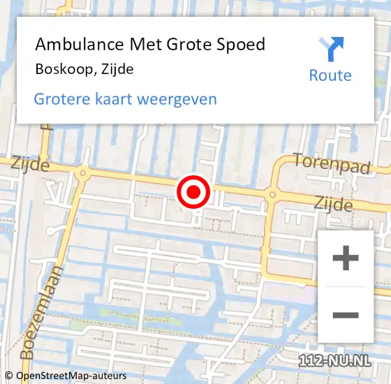 Locatie op kaart van de 112 melding: Ambulance Met Grote Spoed Naar Boskoop, Zijde op 12 januari 2024 12:52