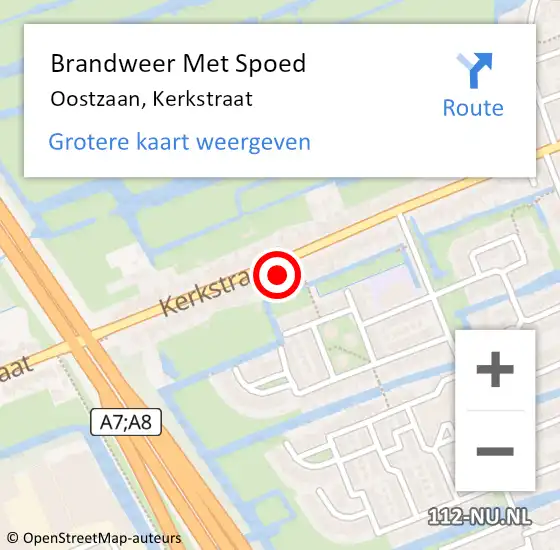 Locatie op kaart van de 112 melding: Brandweer Met Spoed Naar Oostzaan, Kerkstraat op 12 januari 2024 13:19