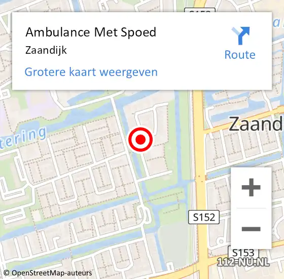 Locatie op kaart van de 112 melding: Ambulance Met Spoed Naar Zaandijk op 12 januari 2024 14:11