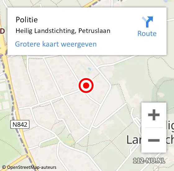 Locatie op kaart van de 112 melding: Politie Heilig Landstichting, Petruslaan op 12 januari 2024 14:14