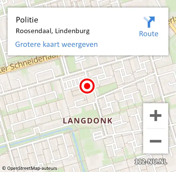 Locatie op kaart van de 112 melding: Politie Roosendaal, Lindenburg op 12 januari 2024 14:16