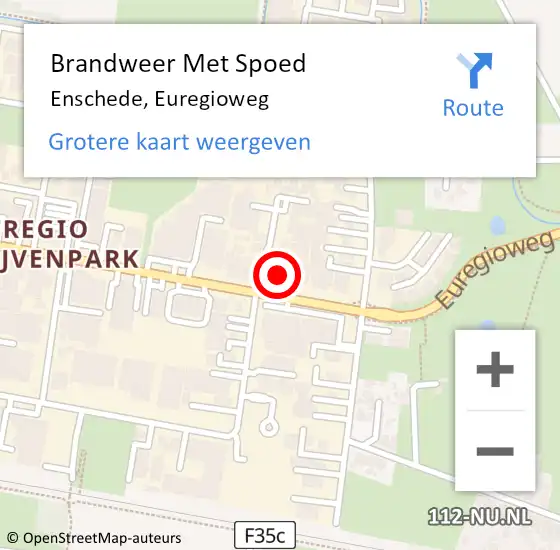 Locatie op kaart van de 112 melding: Brandweer Met Spoed Naar Enschede, Euregioweg op 12 januari 2024 15:02
