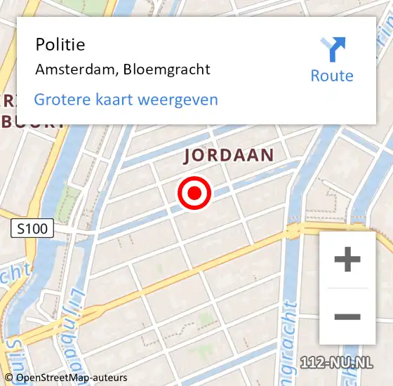 Locatie op kaart van de 112 melding: Politie Amsterdam, Bloemgracht op 12 januari 2024 15:03